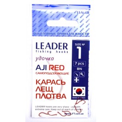 Гачки для лову риби, №1, Leader Aji, 7шт/уп, колір Red